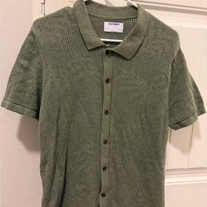 Old Navy Men's Olive Textured Button Down Shirt